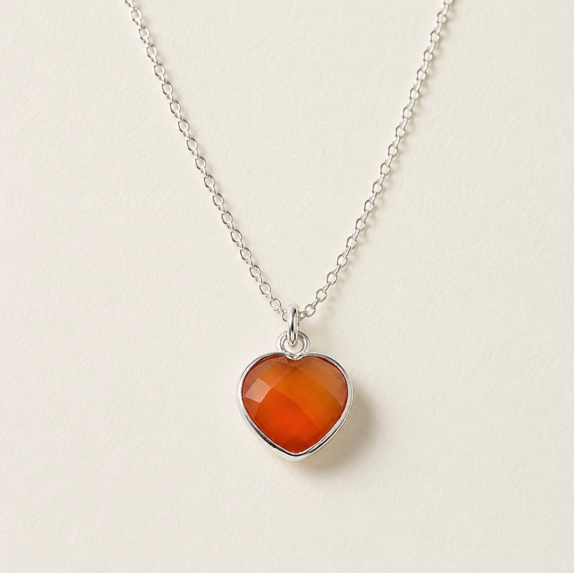Silver Carnelian Heart Necklace