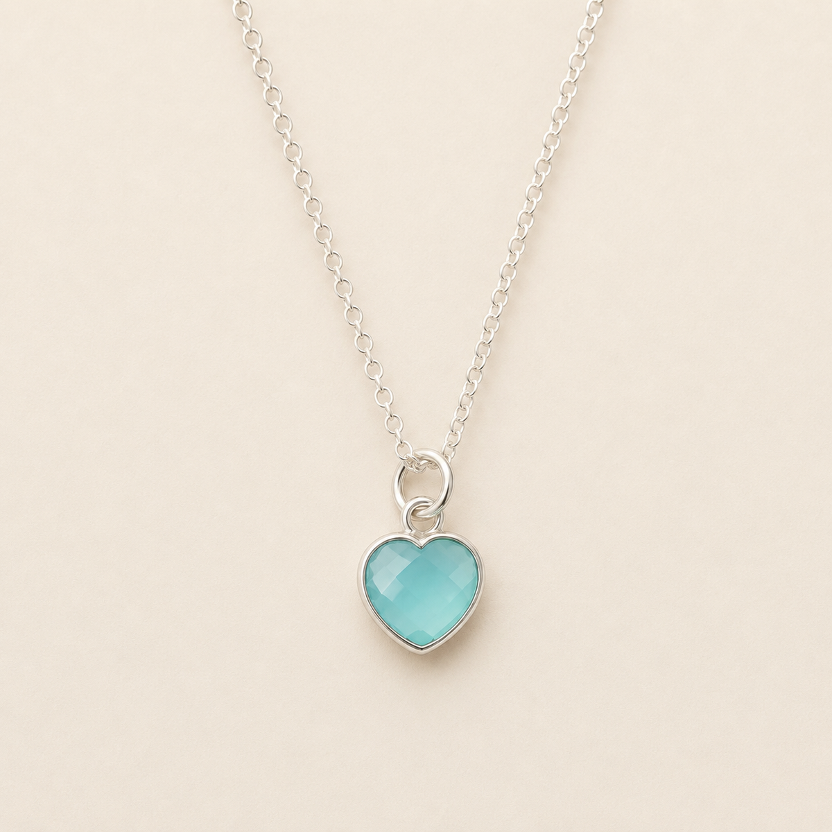 Aqua Chalcedony Heart Necklace