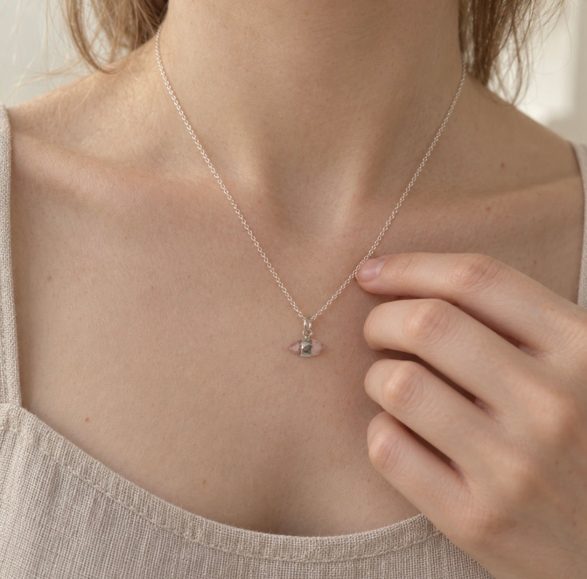Rose Quartz Double Point Necklace
