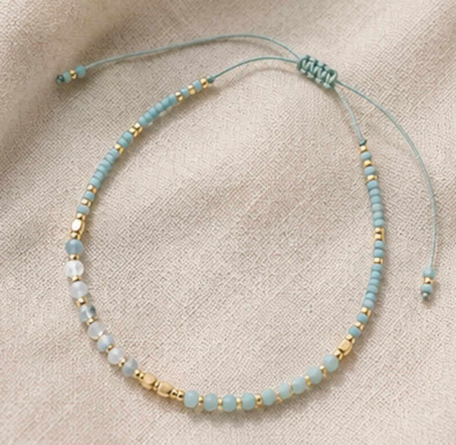 Aquamarine & Amazonite Peace Bracelet