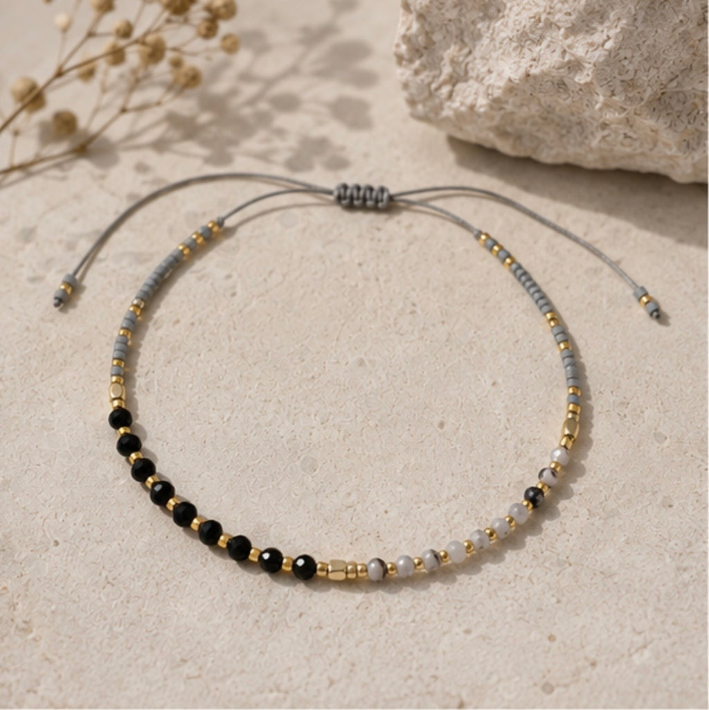 Black Onyx & Rutilated Quartz Protection Bracelet