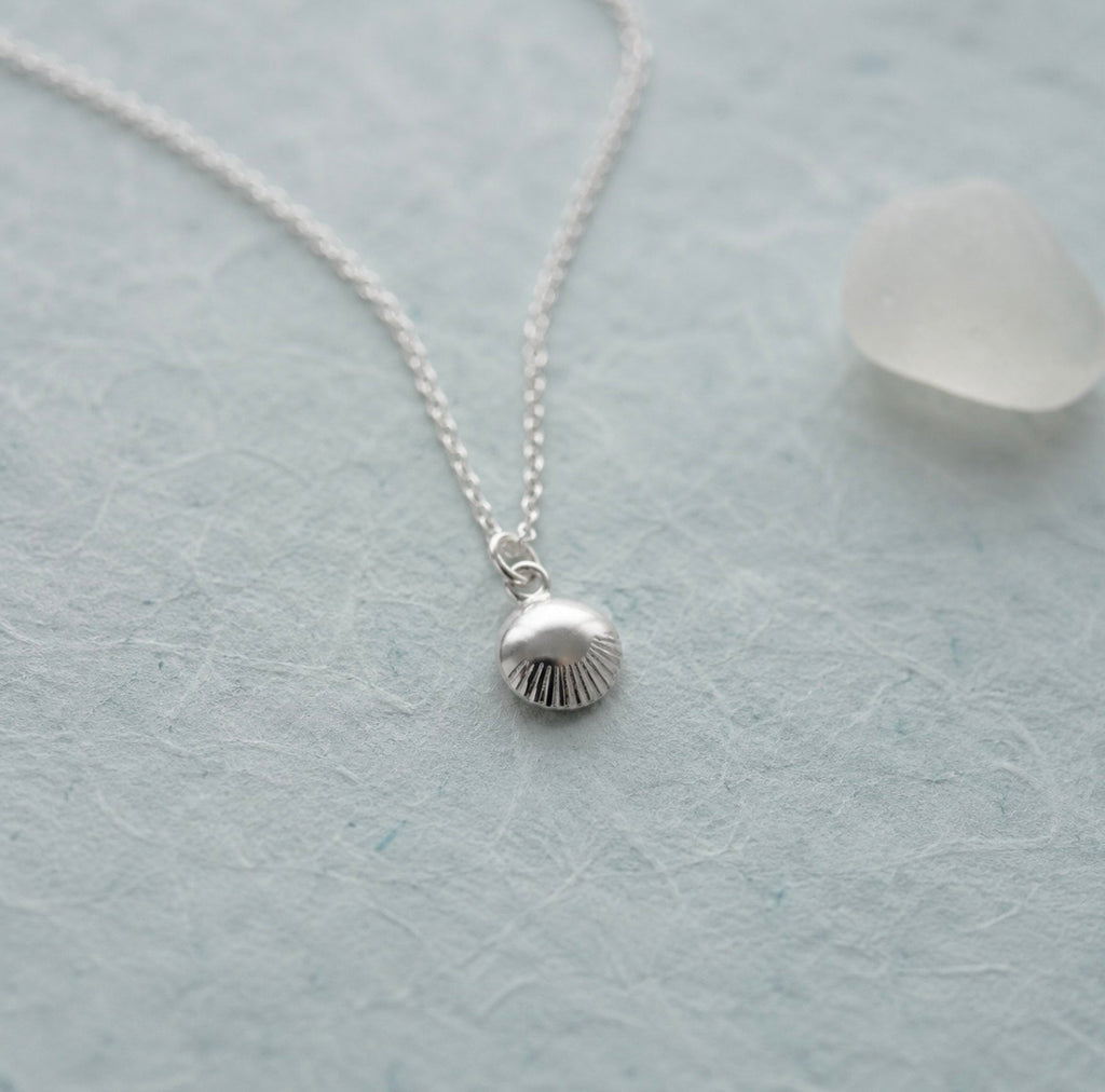 Tiny Sterling Silver Scallop Shell Necklace