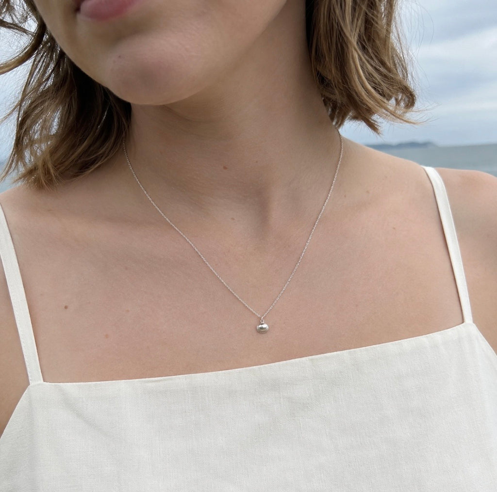 Tiny Sterling Silver Scallop Shell Necklace