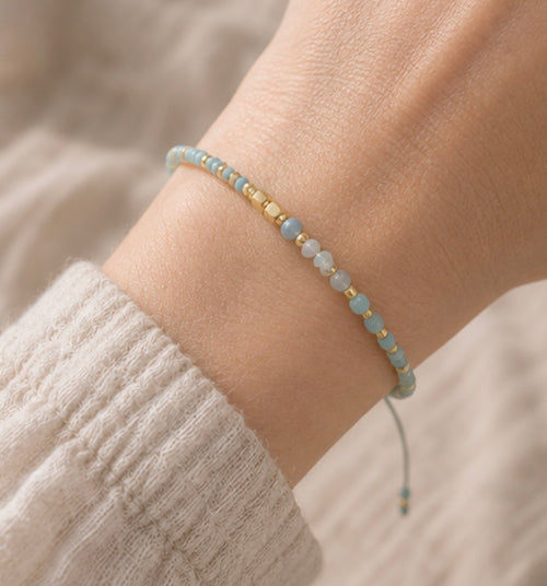 Aquamarine & Amazonite Peace Bracelet