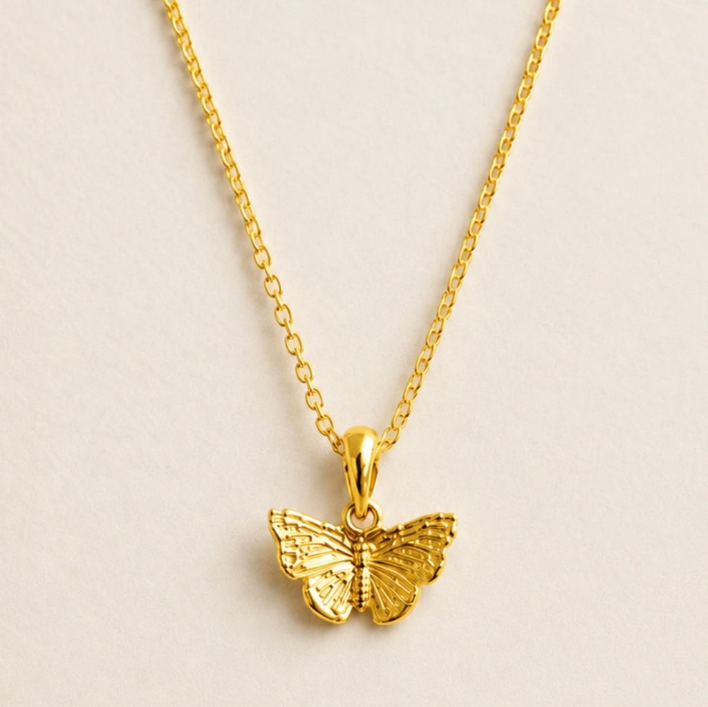 Tiny Gold Vermeil Butterfly Necklace