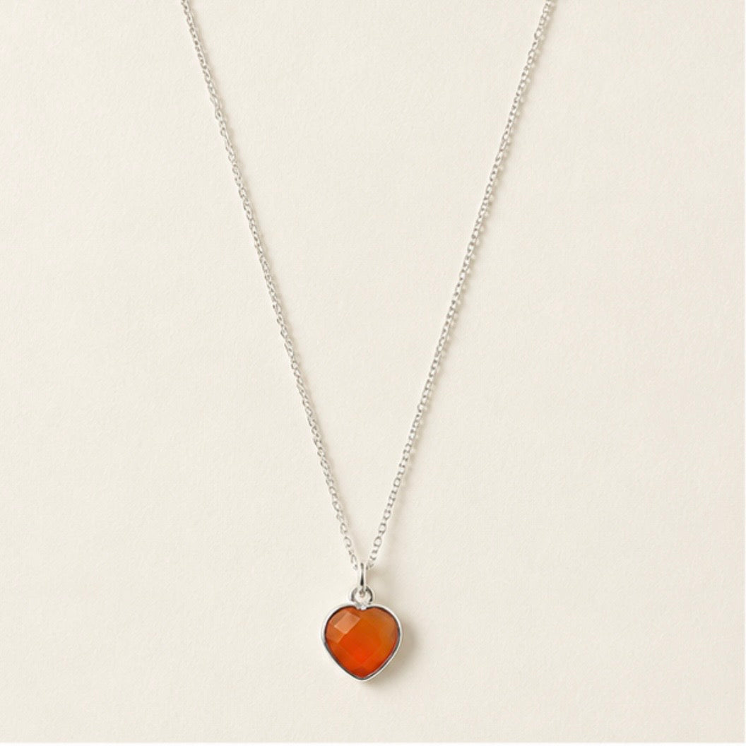 Silver Carnelian Heart Necklace