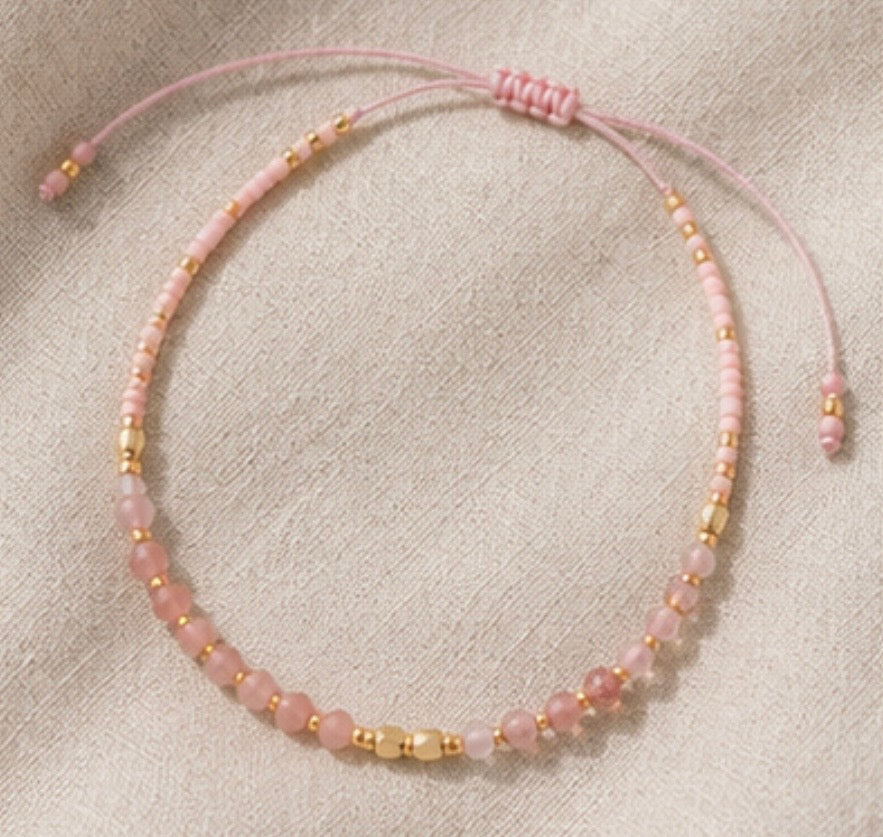 Pink Tourmaline & Amethyst Love Bracelet