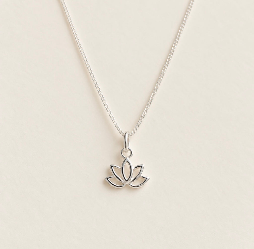 Tiny Sterling Silver Lotus Necklace