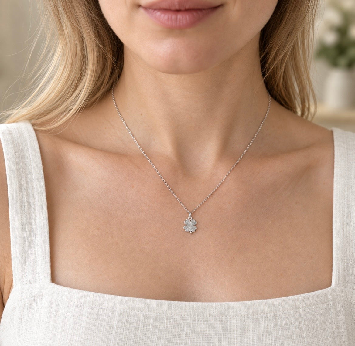 Sterling Silver Four Leaf Clover Necklace