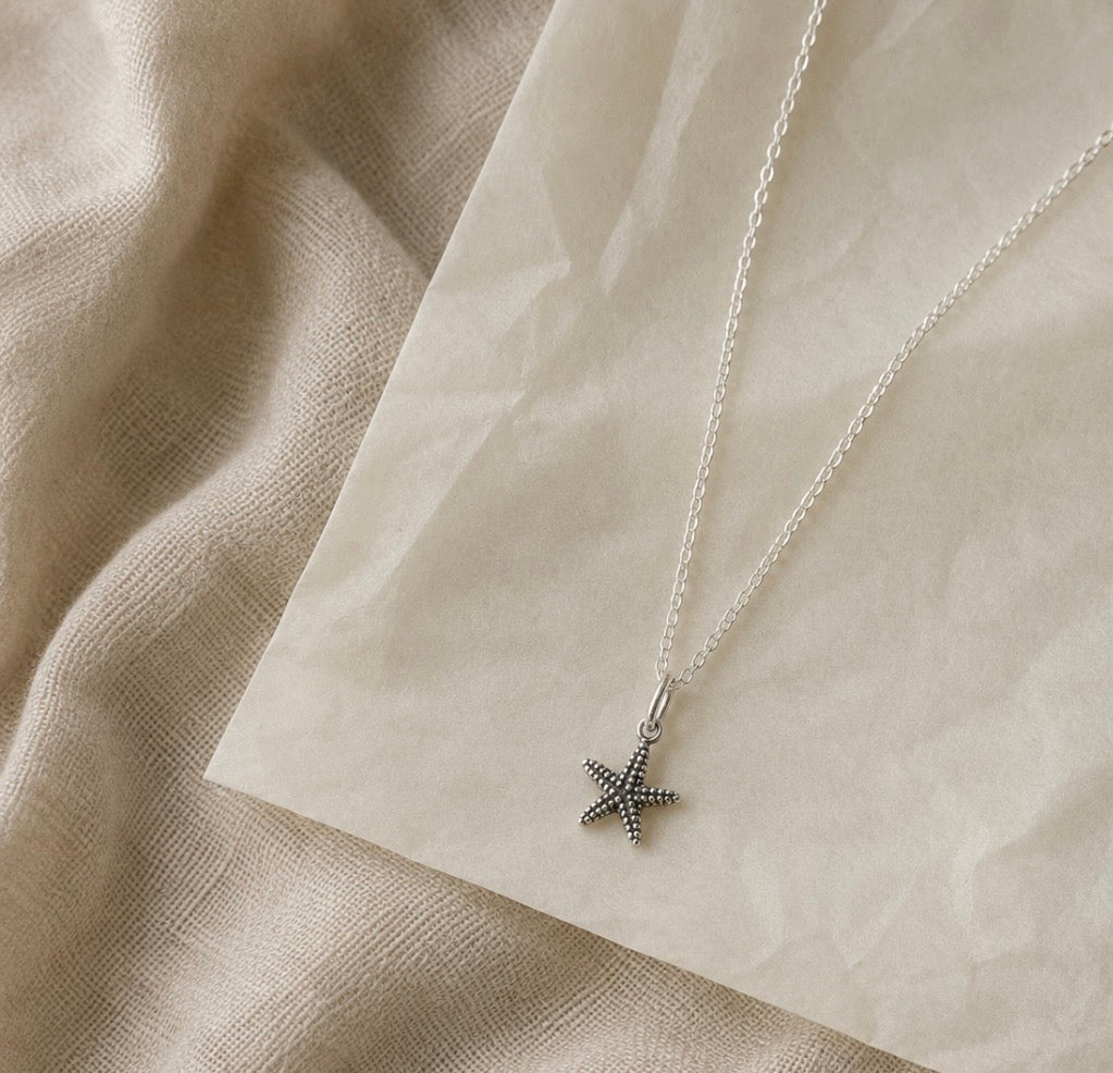 Tiny Silver Starfish Necklace