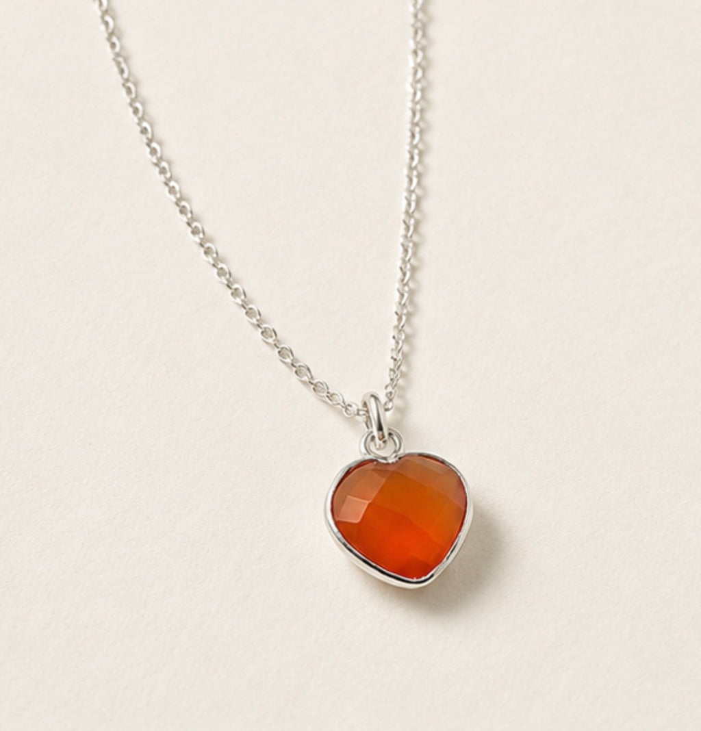Silver Carnelian Heart Necklace