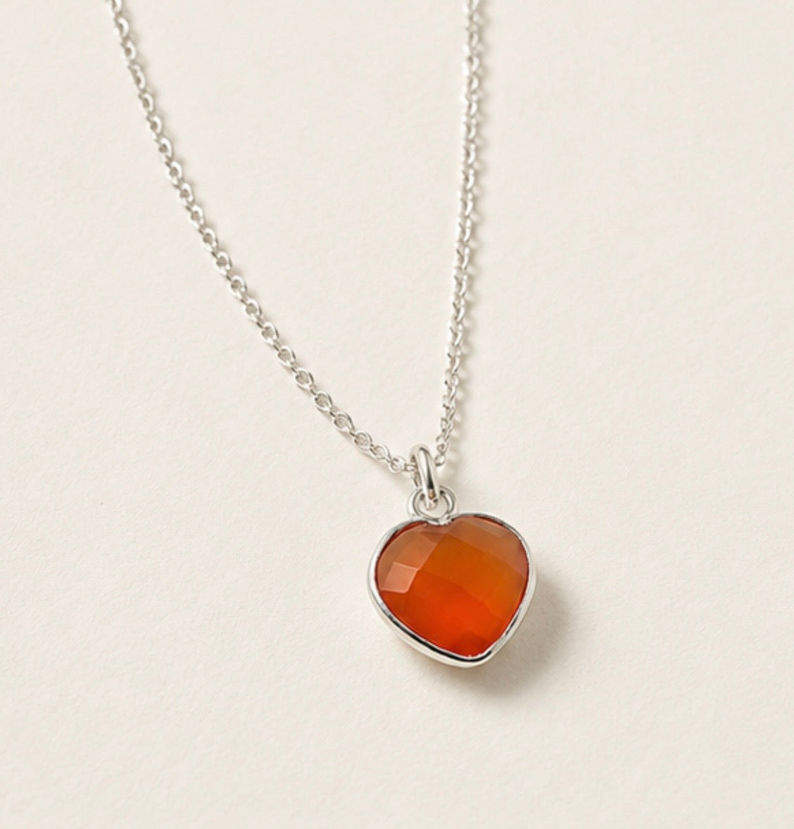 Silver Carnelian Heart Necklace