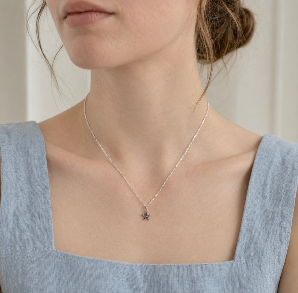 Tiny Silver Starfish Necklace
