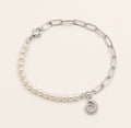 Silver Ammonite Pearl Paperclip Bracelet