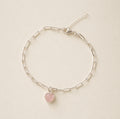 Rose Quartz Heart Paperclip Bracelet