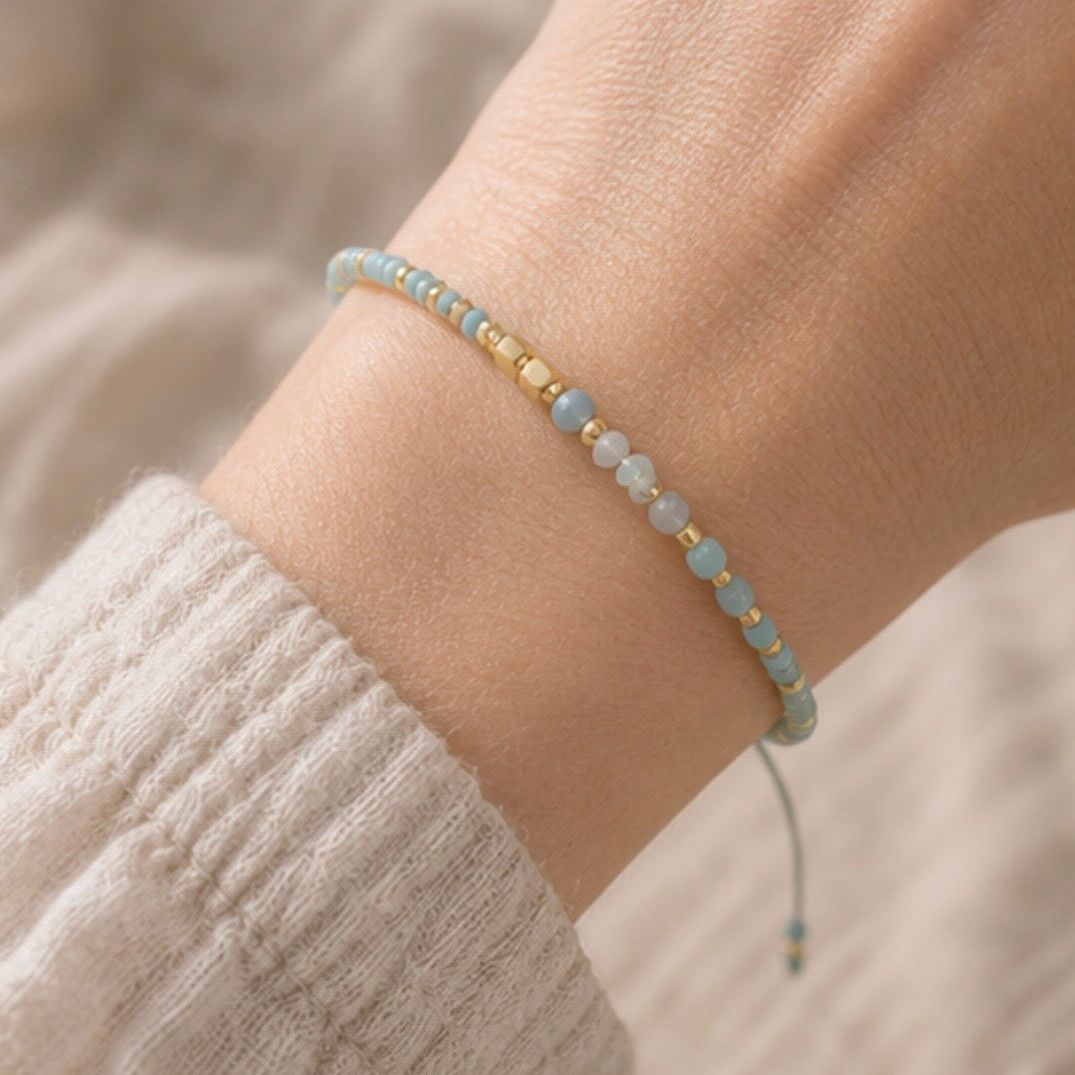 Aquamarine & Amazonite Peace Bracelet