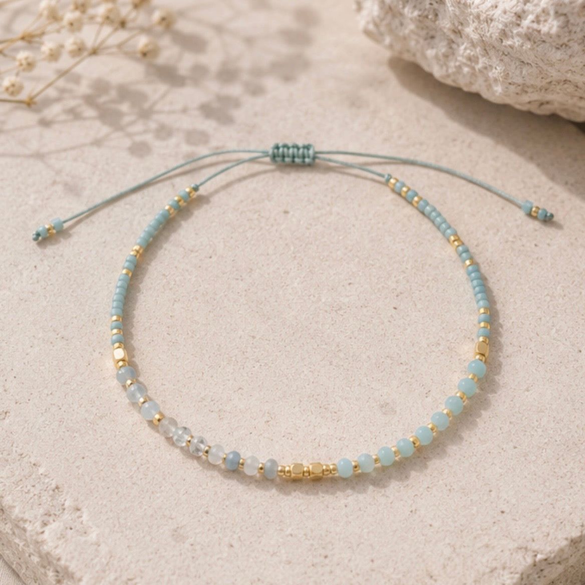 Aquamarine & Amazonite Peace Bracelet