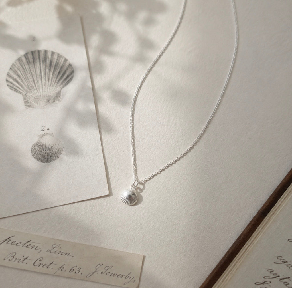 Tiny Sterling Silver Scallop Shell Necklace