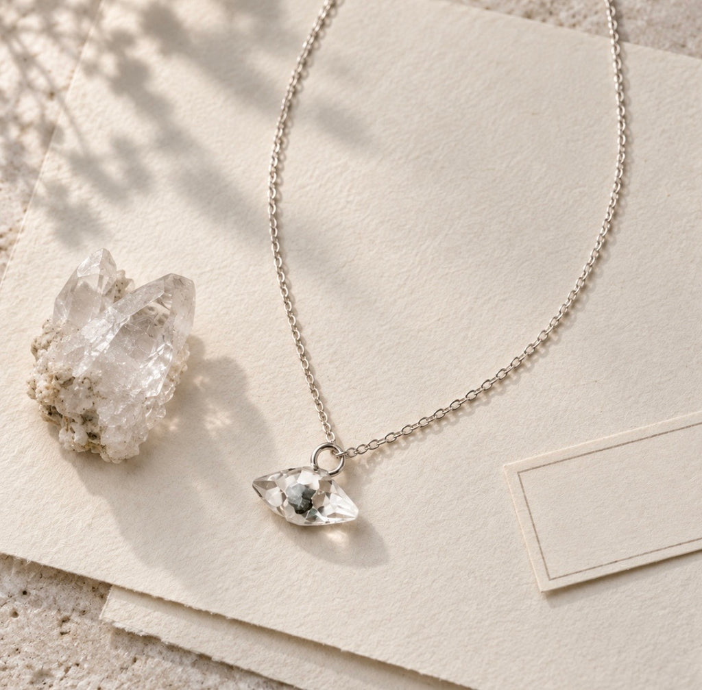 Sterling Silver Clear Quartz Double Point Necklace