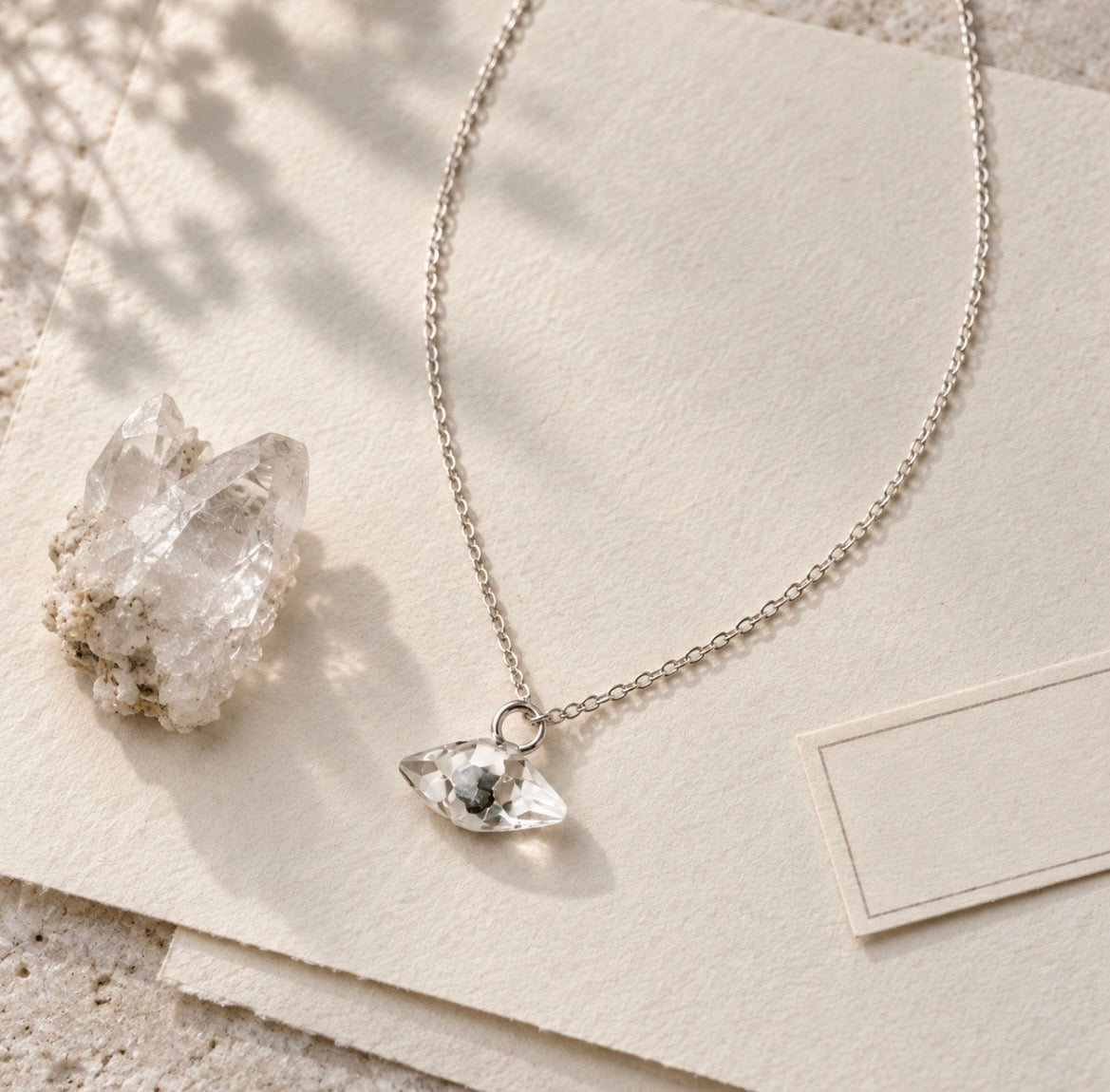 Sterling Silver Clear Quartz Double Point Necklace