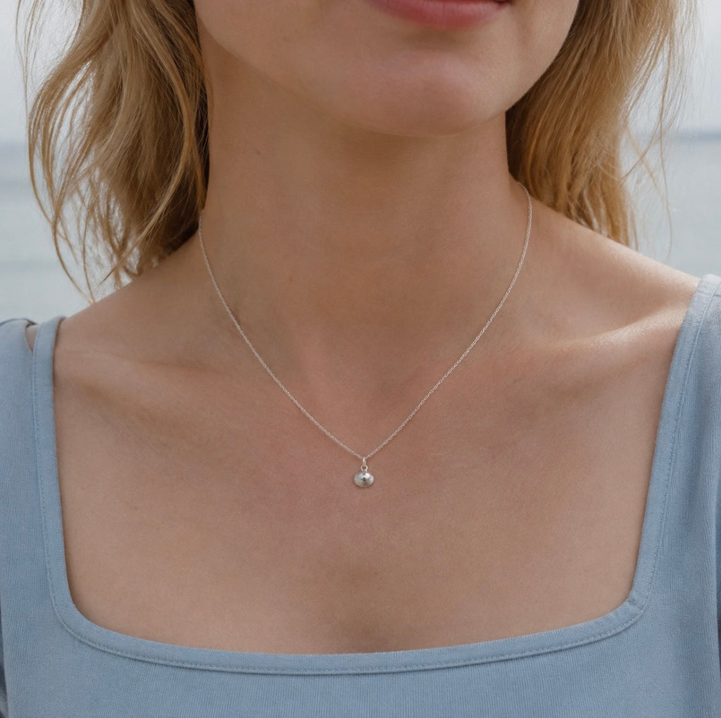 Tiny Sterling Silver Scallop Shell Necklace