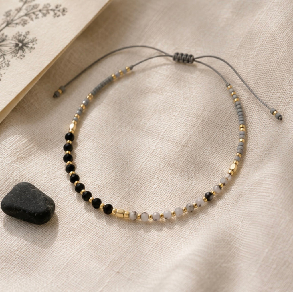 Black Onyx & Rutilated Quartz Protection Bracelet