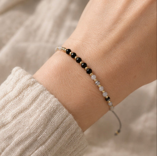Black Onyx & Rutilated Quartz Protection Bracelet