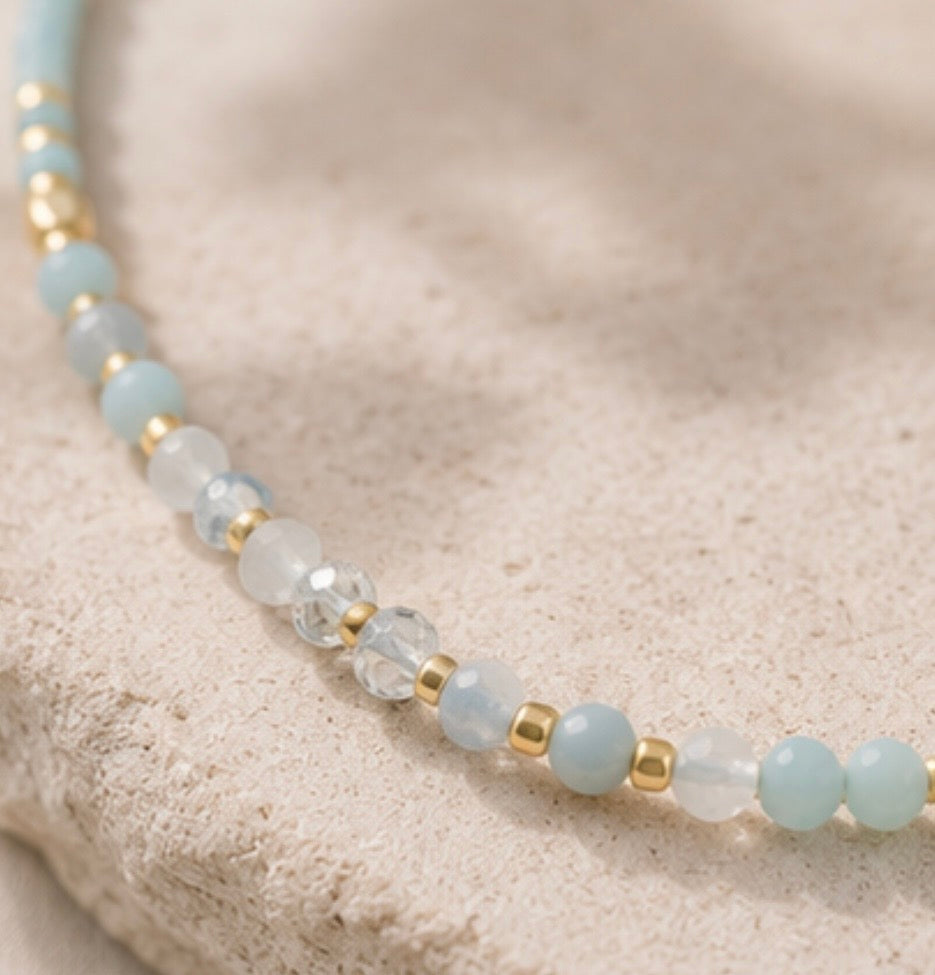 Aquamarine & Amazonite Peace Bracelet