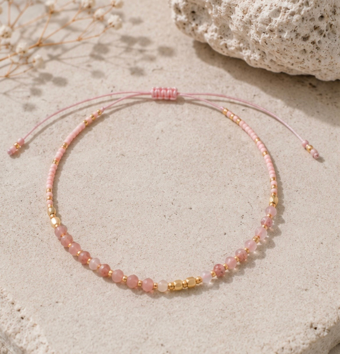 Pink Tourmaline & Amethyst Love Bracelet