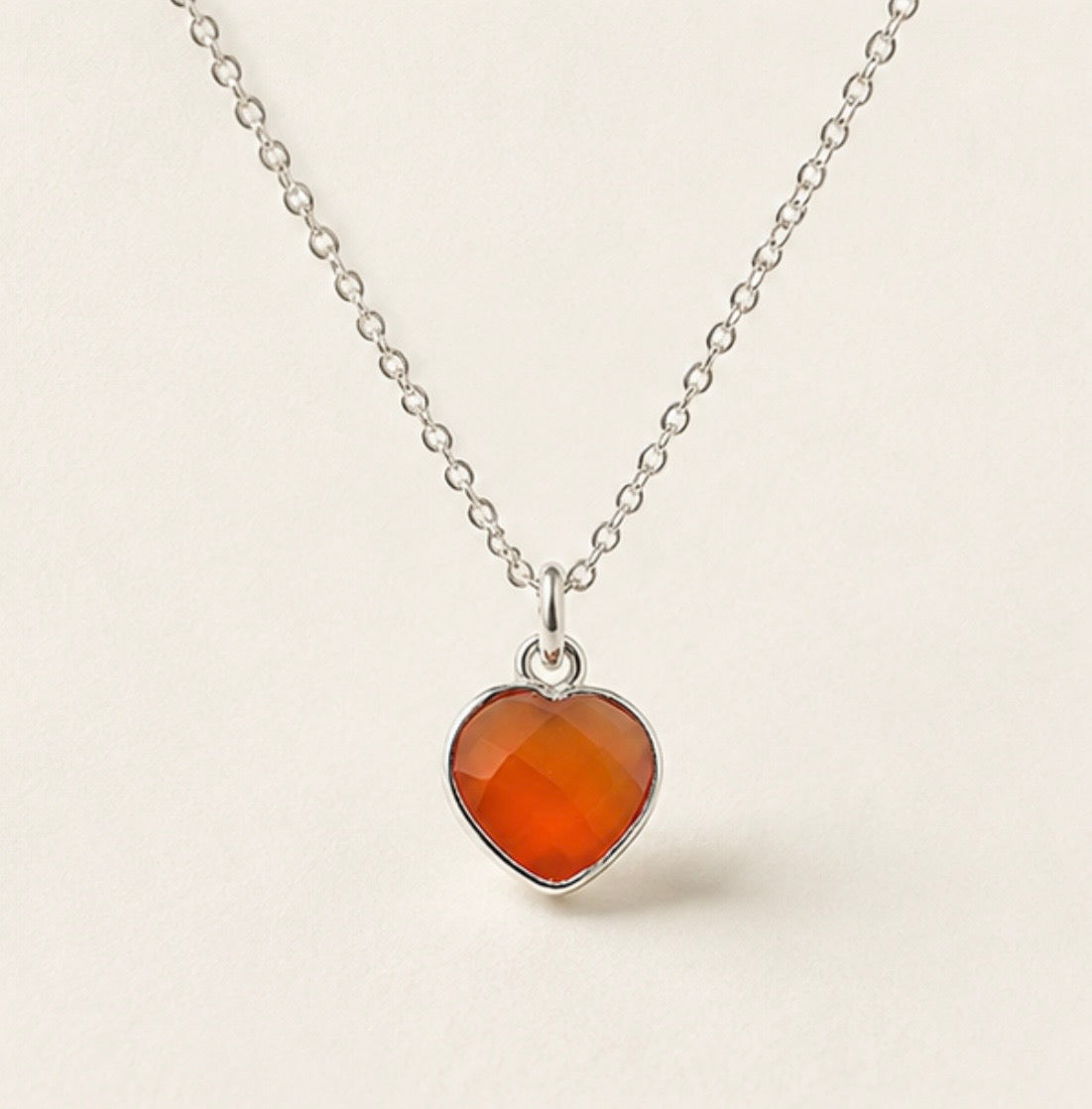 Silver Carnelian Heart Necklace