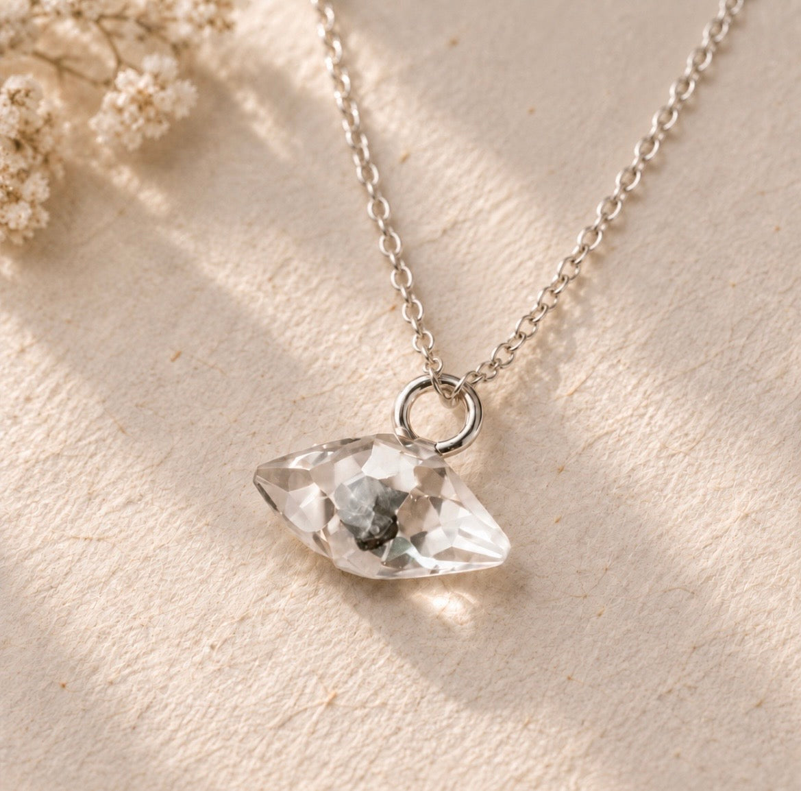 Sterling Silver Clear Quartz Double Point Necklace