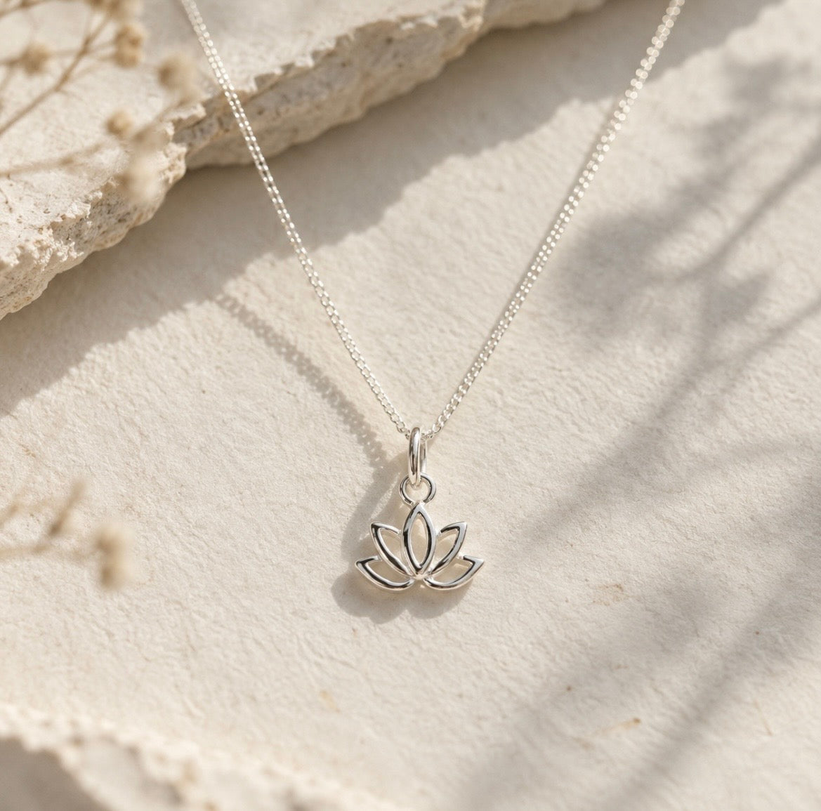 Tiny Sterling Silver Lotus Necklace