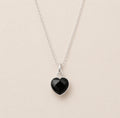 Black Onyx Heart Necklace in Sterling Silver