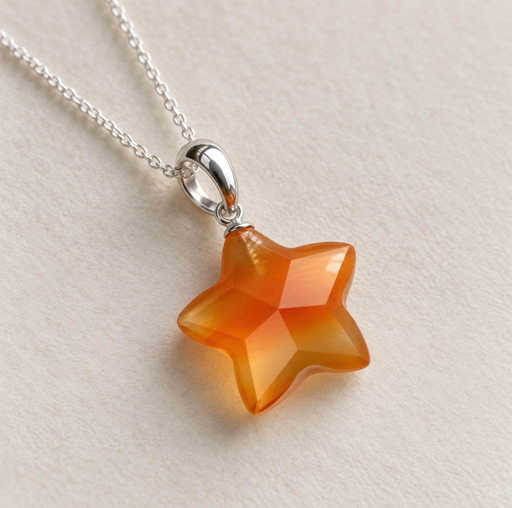 Carnelian Star Necklace in Sterling Silver