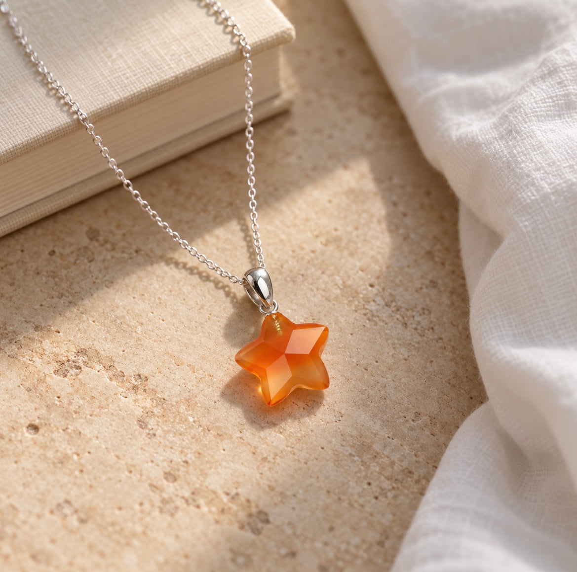 Carnelian Star Necklace in Sterling Silver