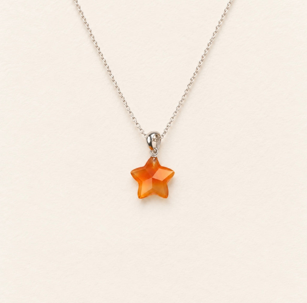 Carnelian Star Necklace in Sterling Silver