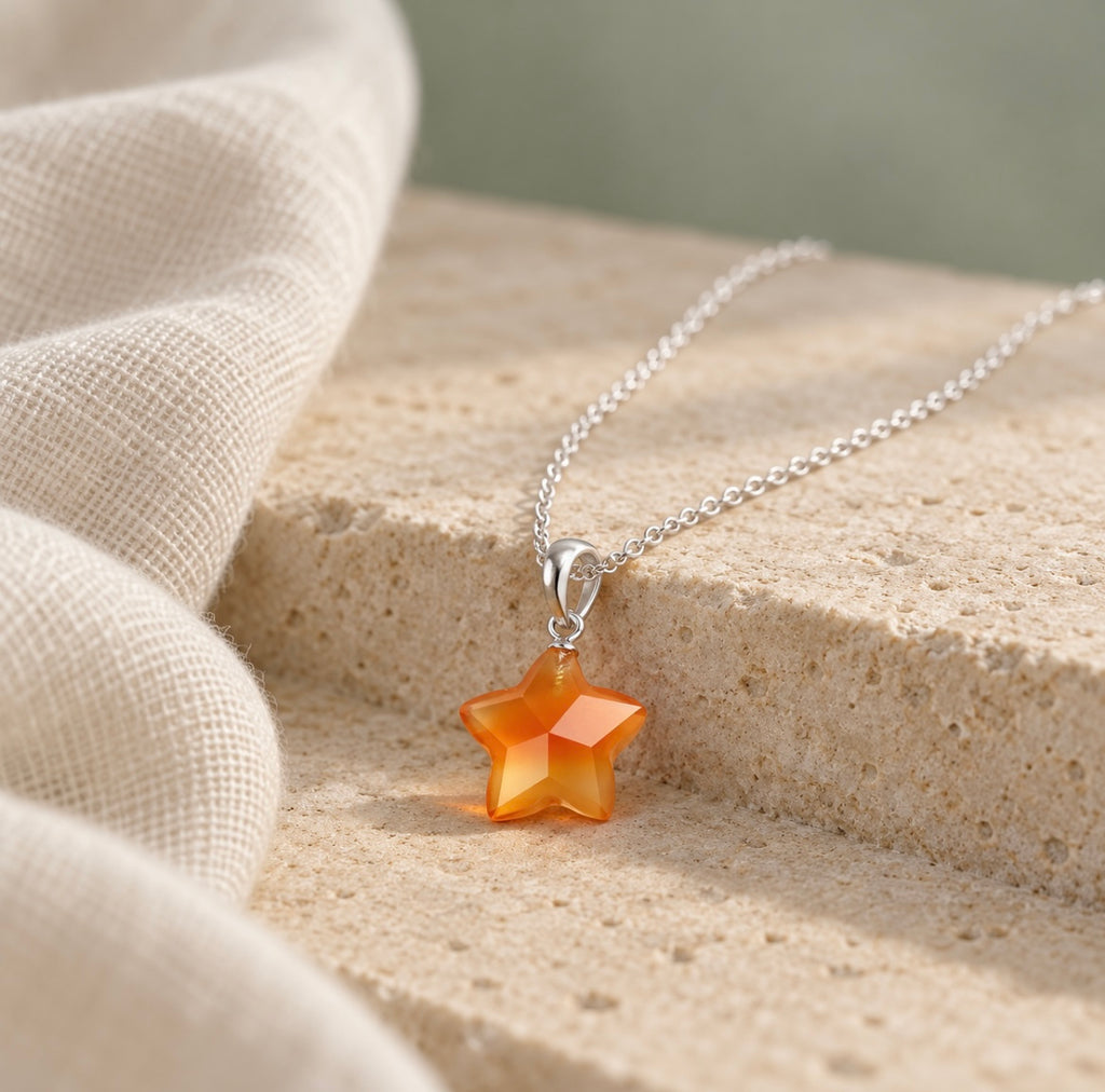 Carnelian Star Necklace in Sterling Silver