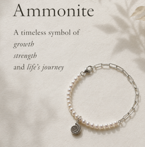 Silver Ammonite Pearl Paperclip Bracelet