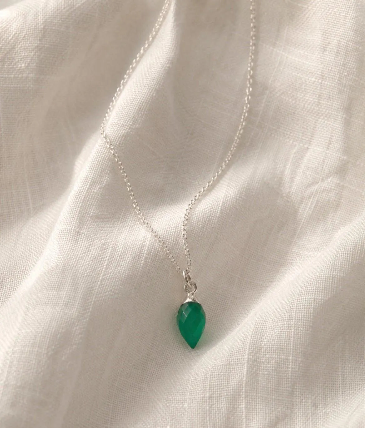 Green Agate Necklace Sterling Silver Pendant