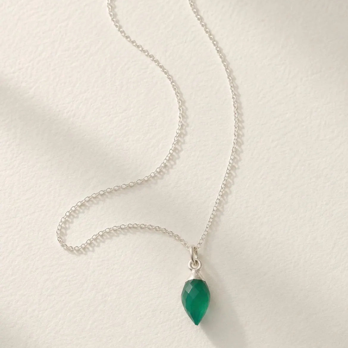 Green Agate Necklace Sterling Silver Pendant