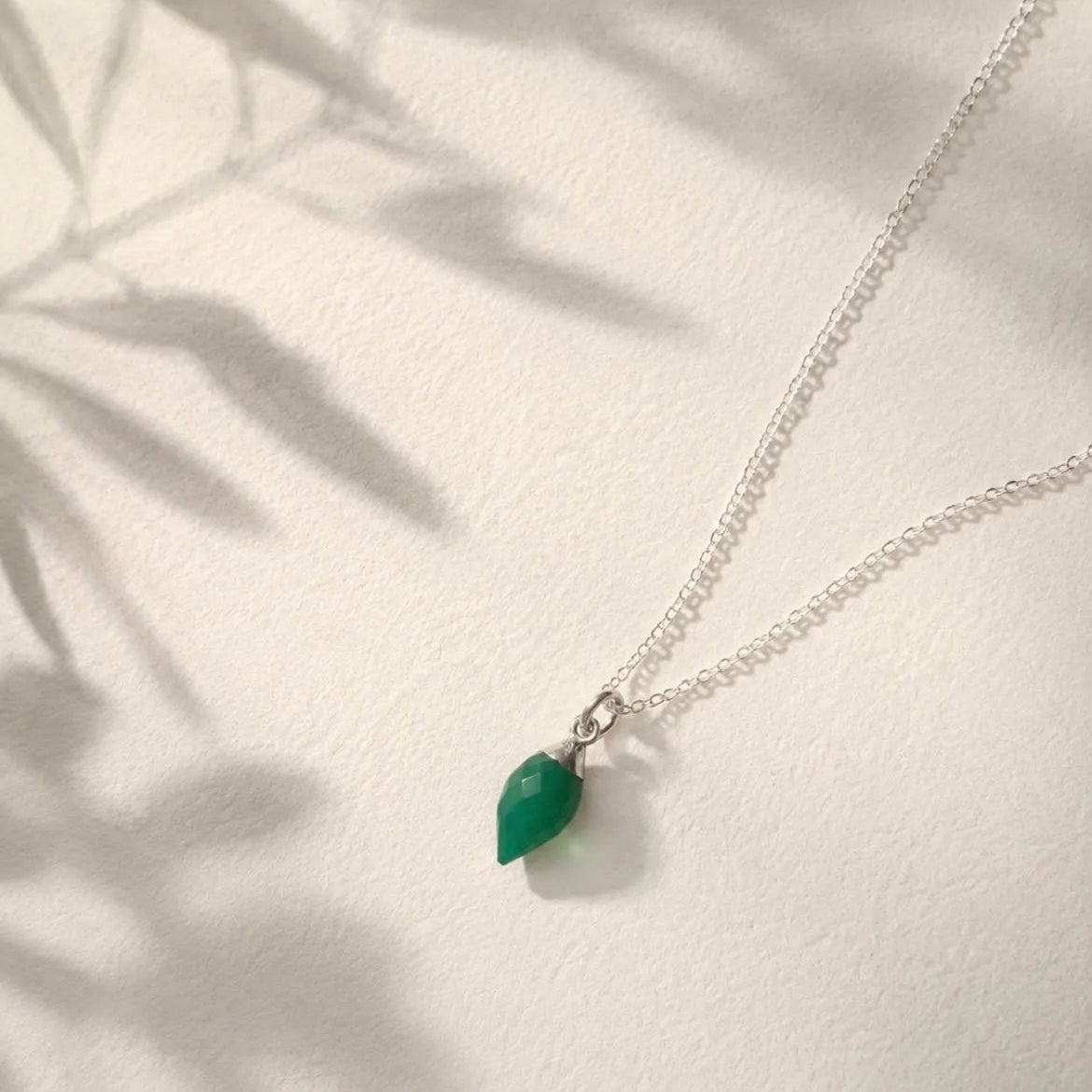 Green Agate Necklace Sterling Silver Pendant