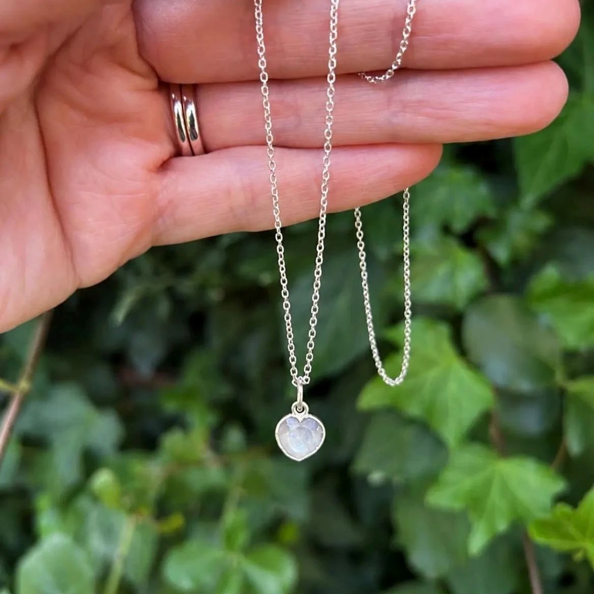 Rainbow Moonstone Heart Necklace