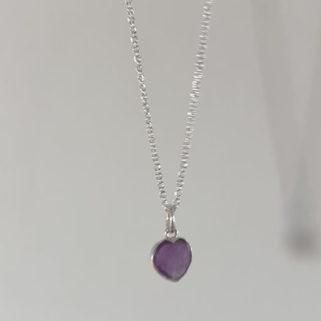 tiny amethyst heat pendant