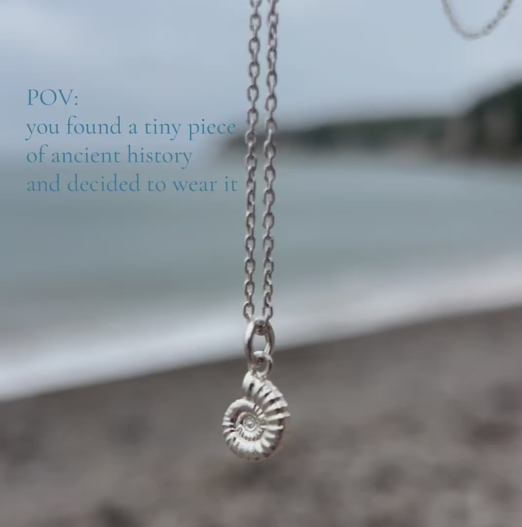 silver silver ammonite fossil pendant