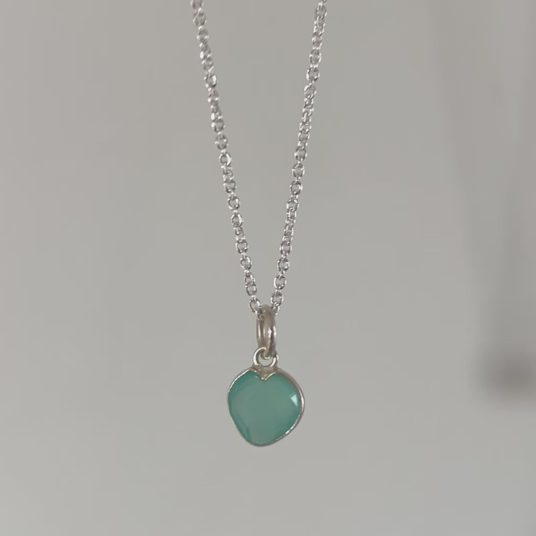 Aqua Chalcedony heart pendant